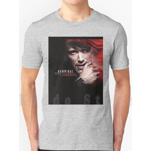 Hannibal T Shirt Diy Big Size 100% Cotton Hannibal Lecter Hannibal Lecter Mads Mikkelsen Serie Tv Tv Show Cannibal Red Blood