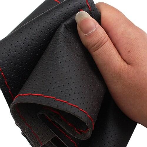 Diameter 38cm Car Steering Wheel Cover Laser drilling Artificial leather 6 Colors With needle and thread Internal Accessories