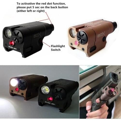 SF Laser Light Compact Pistol Flashlight With Red Dot Laser Tactical LED MINI White Light 200 Lumens Airsoft Flashlight