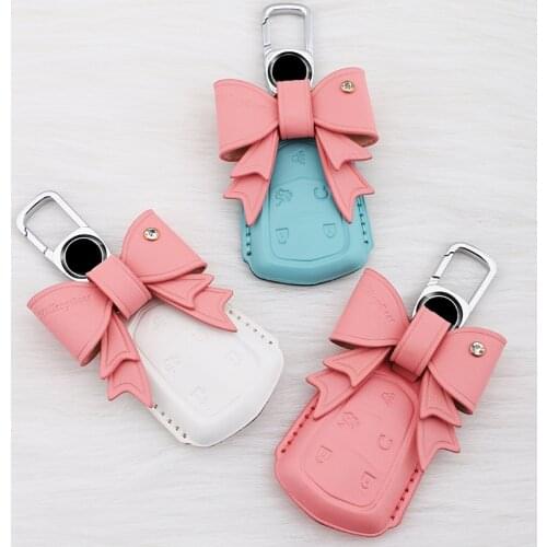 Leather Car Key Cover Case For Cadillac Escalade CTS XTS ATS ATS-L XLS SRX 2015 4/5/6 Button 28T CTS-V XT5 CT6 Protect Shell