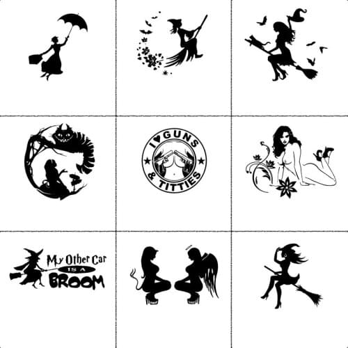 Beauty Girls and Witch Car Stickers and Decals Creative Vinyl Sticker on Cars Window Car-Styling Decor Accessories Apply To Car