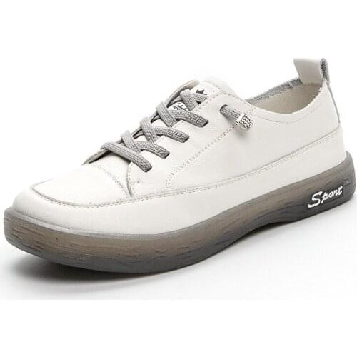 Genuine Leather Women Sneakers Breathable Summer Autumn Flat Casual Shoes White Fashion Lace Up Lightweight Walking Comfortable