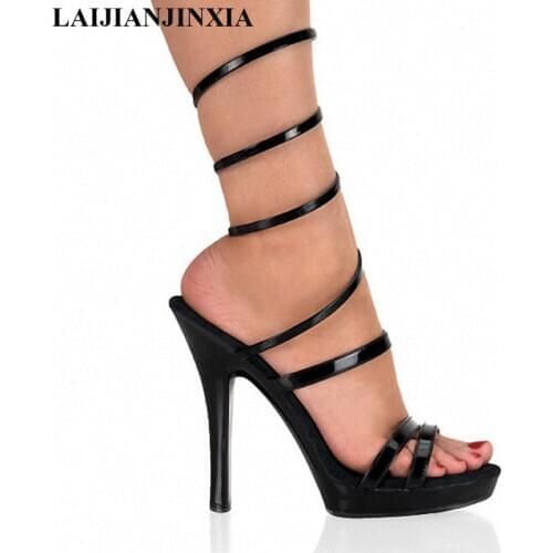 LAIJIANJINXIA New High Heels Black Sexy Dance Shoes 13 CM High Heels Sandals Night Club Women Pole Dancing Shoes