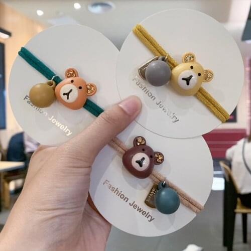 Fashion New Arrive Hot Selling Acrylic Bear Decor Hair Band Korean Style Hair Rope Hair Rings Women Girls Student Gift Headpiece