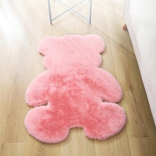 Cartoon Bear Carpet Fluffy Hairy rabbit fur Carpet Children Kids Room Plush Artificial Wool Mat Chair Cushion