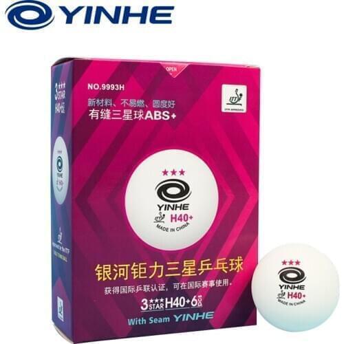 YINHE Galaxy 3-Star Seamed Table Tennis Balls Plastic 40+ ITTF Approved White Poly Ping Pong Balls