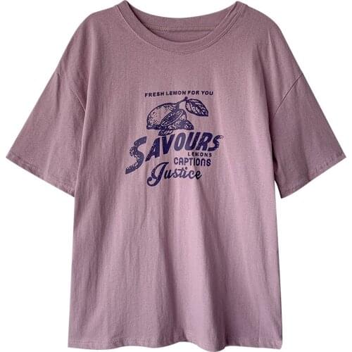 New female summer Korean loose letters printed white short-sleeved t-shirt