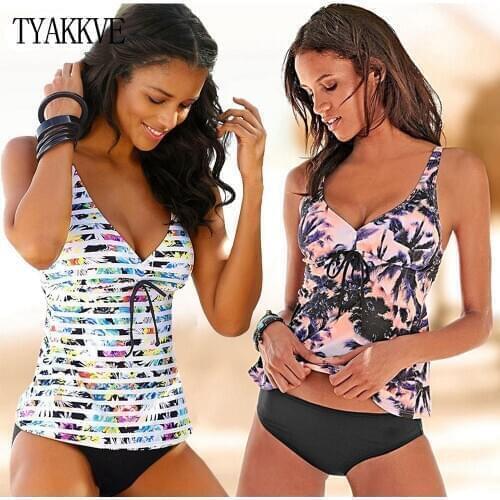 New 2021 Swimwear Women Tankini Set Plus Size Two Piece Vintage Sport Padded High Waist Bathing Suit Push Up Swimsuit Bikini 3XL