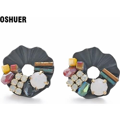 OSHUER New Earrings for Women mix color Crystal Cute Stud Earrings Fashion Jewelry Earrings