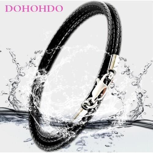 1mm 1.5mm 2mm 3mm Leather Cord Necklace Chain Stainless Steel Lobster Clasp Connector Waxed Rope For Men Women Jewelry Making