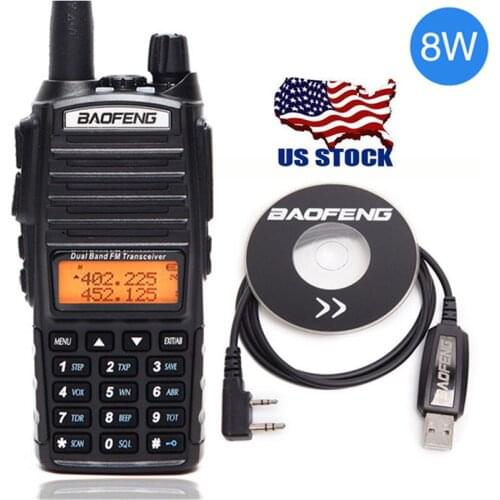 8W Baofeng UV-82 Plus Portable Two Way Radio Dual Band VHF UHF Transceiver Radio Ham Walkie Talkie with Programming Cable