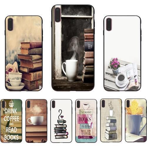 IMIDO Books And Coffee Inverted Mck Print rubber phone case For Iphone 6 6S 6PLUS 6SPLUS 7 8 7PLUS 8PLUS X XS XR XSMAX 5 5S SE
