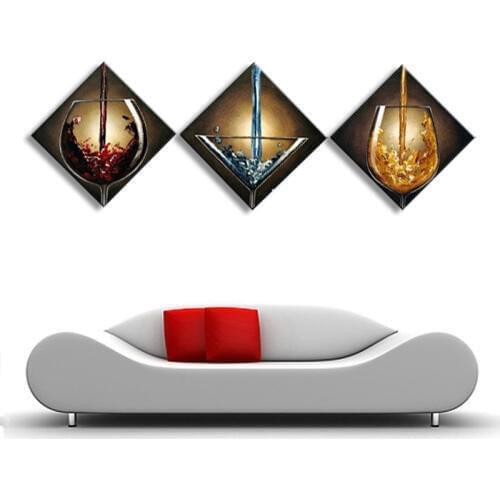 Hand-painted oil wall art Red wine, wine glass, water side home decoration abstract Landscape oil painting on canvas DD-002