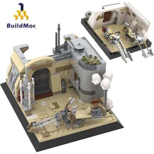 BuildMoc Space Wars Architecture City House Modular Tatooined Desert Village Building Blocks Bricks Toys For Children