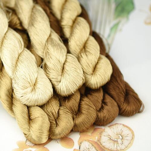 1pcs/400m silk embroidery thread / 100% silk thread /hand embroidery embroider cross stitch/sand yellow/8 pure colors