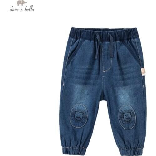 DBA18744 dave bella autumn baby boys fashion cartoon pockets pants children full length kids boy pants infant toddler trousers