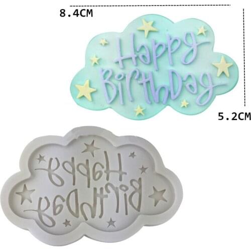 Silicone Chocolate Mold Chocolate Baking Tools Non-stick Silicone Cake Mold Happy Birthday Cloud Mould DIY Decor