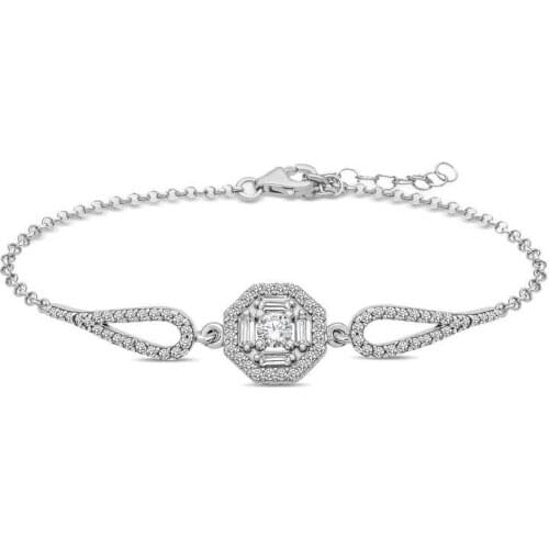 Tevuli 925 Sterling Silver Baguette Cubic Zirconia Bracelet