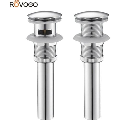 ROVOGO Pop Up Drain Stoper with Overflow Bathroom Vanity Sink Drain Lavatory Basin Sink Drain Chrome Finished
