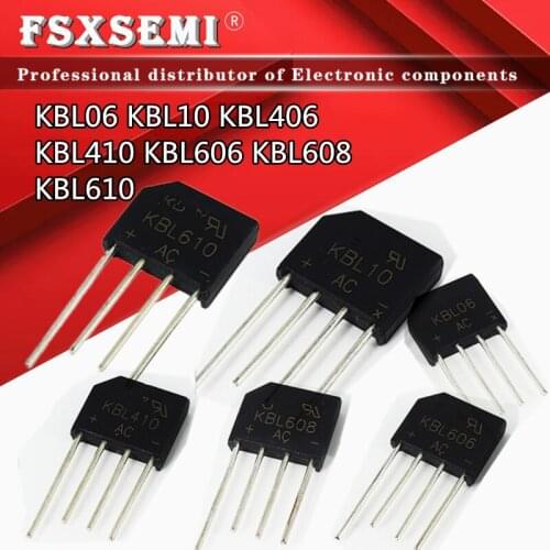 5pcs KBL06 KBL10 KBL406 KBL410 KBL606 KBL608 KBL610 ZIP4 Brigde Rectifier