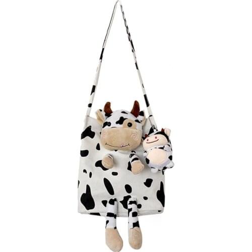 Japanese Harajuku Cute and Funny Personality Cow Doll Soft Girl Shoulder Bag Student Cute Canvas Small Bag