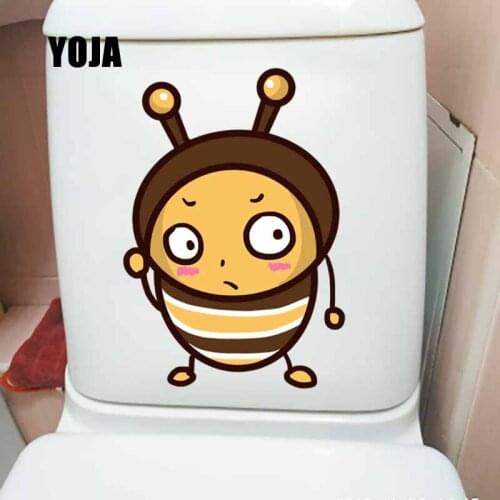 YOJA 16X23CM Character Image Of Bee Cartoon Characters Pattern Toilet Decal Home Decor Wall Sticker T5-0897