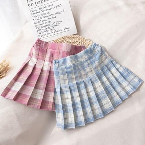 Girls Plaid Pleated Skirt Spring JK School Fashion Childrens Striped Skirt Toddler Girl Kids Clothes Short Skirts