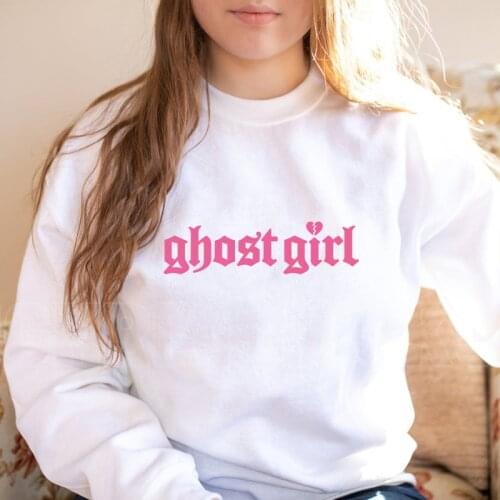 Ghost Girl 100% Cotton Sweatshirt Aesthetic Spring Autumn Long Sleeve Gothic Halloween Pullovers Clothing