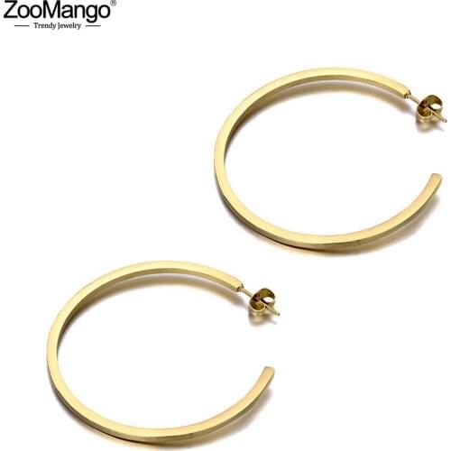 ZooMango Original Design Titanium Stainless Steel Geometry Circle Earrings Bohemia Office Earrings Jewelry For Women ZE19330