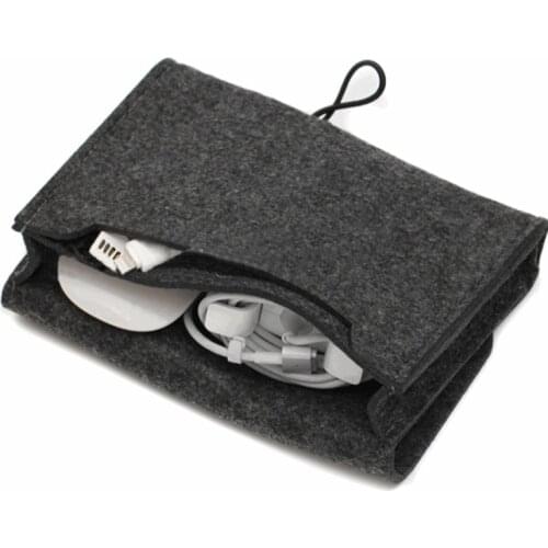 1PC Home Storage Organizer Key Coin Package Mini Felt Pouch Earphone TF Card Power Bank Data Cable Travel Organizer