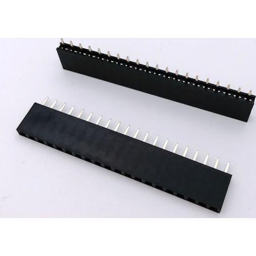 100Pcs/lot Straight Header Strip 2.54mm Pitch 20 Pin Female Single Row Straight Header Strip 1*20P