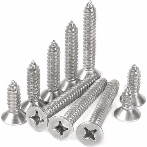 100pcs Stainless Steel M4.2 Cross Recessed Flat Head Phillips Self Tapping Screw M4.2*9.5/13/16/19/22/25/30/32/35/38/40/45/50mm