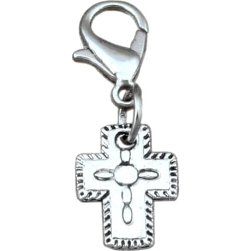 150Pcs Zinc Alloy Small Cross Charms Bead With Lobster Clasp Fit Charm Bracelet DIY Jewelry 9x26.5mm A-270b