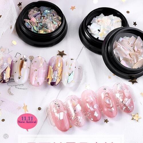 1Jar 3D Abalone Shell Irregular Nail Art Slices Nail Glitter Flake Slider Nails Jewelry Manicure Tips UV Gel Polish Decoration