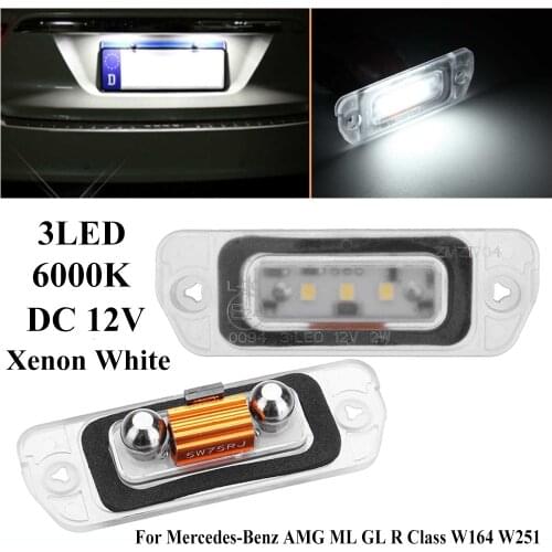 2 x White LED License Plate Light For Mercedes-Benz AMG ML GL R Class W164 W251