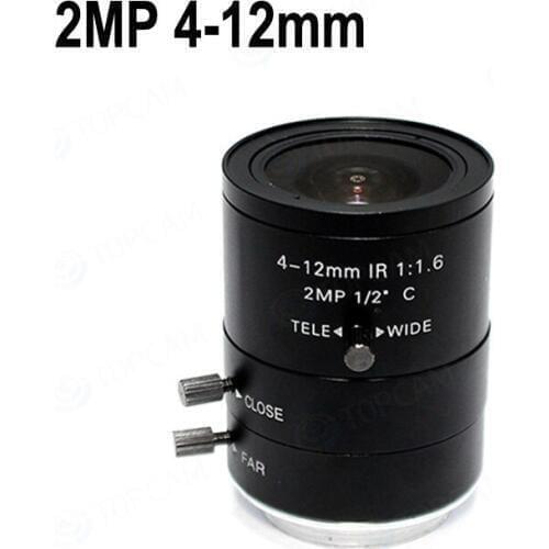 2MP 4-12mm IR LENS C Mount 2.0 Mega Pixel HD Industrial lens Vari-Focal Manual Iris CCTV Lens For CCTV Camera Free Shipping