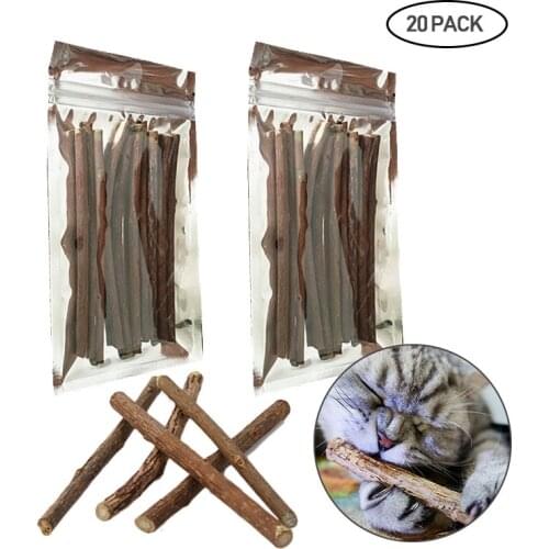 20/40pcs Cat Molar Toothpaste Stick Natural Catnip Matatabi Actinidia Fruit Silvervine Wood Polygonum Pet Snacks Cleaning Teeth