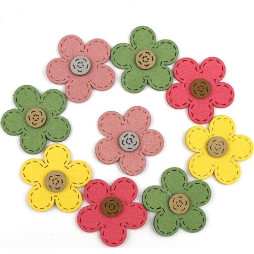 20Pcs Color Leather Flowers Embellishments DIY Craft Supplies Kids Hair Accessories Clothes Patches Applique Decor Materials