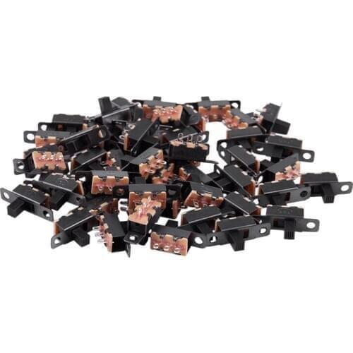50 Pcs ON/ON 2 Position 1P2T SPDT Mini Panel Slide Switch Solder Lug SS12F1-G3