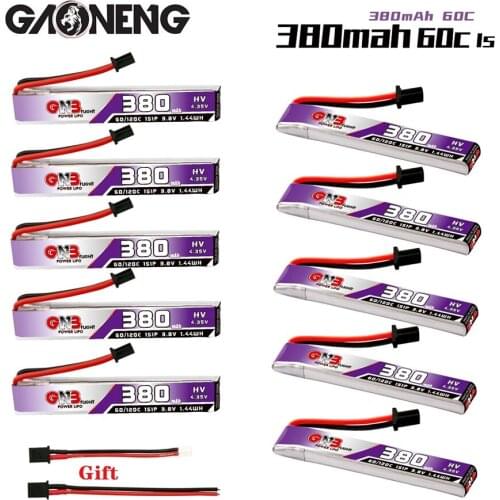 10PCS/Set GAONENG GNB 1S HV Lipo Battery 380mAh 3.8V 60C/120C With GNB27 High Current Discharge Plug For FPV RC Tiny Whoop Drone