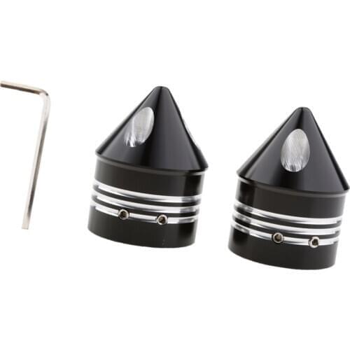 1 Pair Motorcycle CNC Aluminium Pointed Front Axle Nut Covers Black for Harley