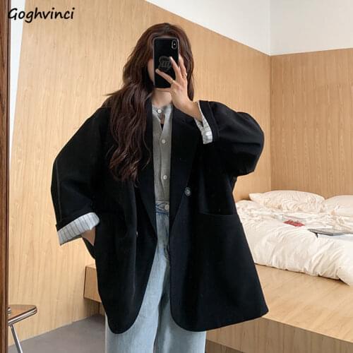 Blazers Women Long Sleeve Autumn All-match Fashion Leisure Creativity Double Breasted Solid Temperament Feminino Clothing Chic