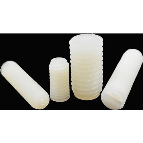 10/50pcs M3 M4 M5 M6 M8 GB73 White Nylon Plastic Insulated Slotted Head Slot Flat End Point Set Screw Headless Grub Bolt
