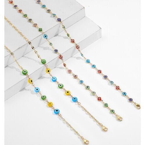 New FashionCrystal Evil Eye Beads Chain Necklace for Women Sunglasses Chains Anti-lost Lanyard Strap Holder Mask Chain