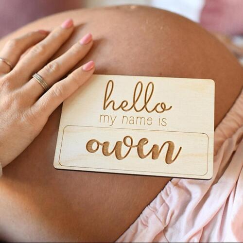 “Hello My Name Is” wooden Tag Newborn Announcement Newborn Name Tag Newborn Name Sign Newborn Shower Gifts
