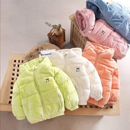 Childrens Bread Cotton Jackets 2021 New Winter Boys and Girls Babys Down Cotton Coats Plain Colour Outerwears For Kids Clothes