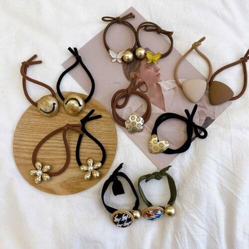 2020 Women Girls Elegant Retro Butterfly Heart Sphere Elastic Hair Bands Sweet Scrunchies Rubber Bands Female Hair Accessories