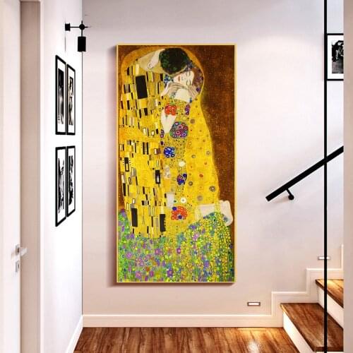 The Kiss By Gustav Klimt Oil Paintings Print On Canvas Art Posters And Prints Famous Art Canvas Pictures For Living Room Cuadros