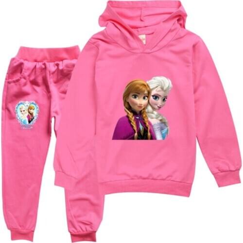 Disney Frozen Kids Clothes Hoodies Pants 2pcs Sets Long Sleeve Toddler Girl Outfits Sweatshirt Tops Baby Clothing