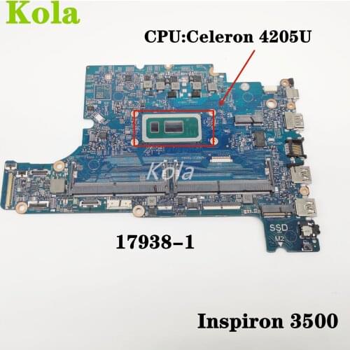 For DELL Inspiron 3500 17938-1 Laptop Motherboard CN 0X7J0V X7J0V 17938-1 with SRESP Celeron 4205U Mainboard 100% fully tested